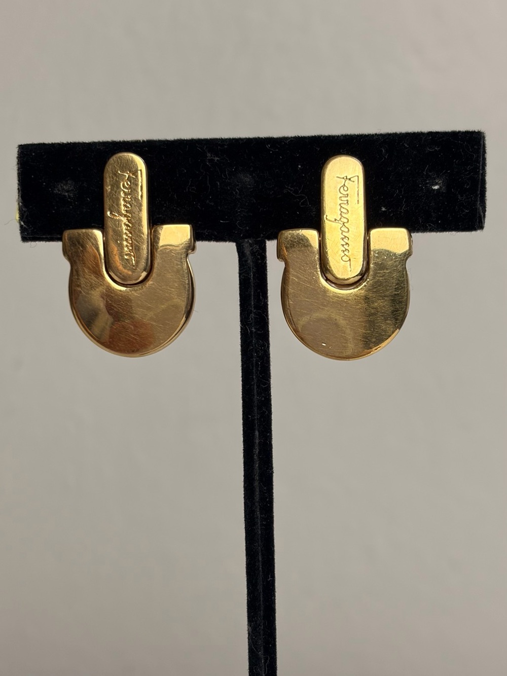 Salvatore Ferragamo Gold Gancini Clip-On Earring